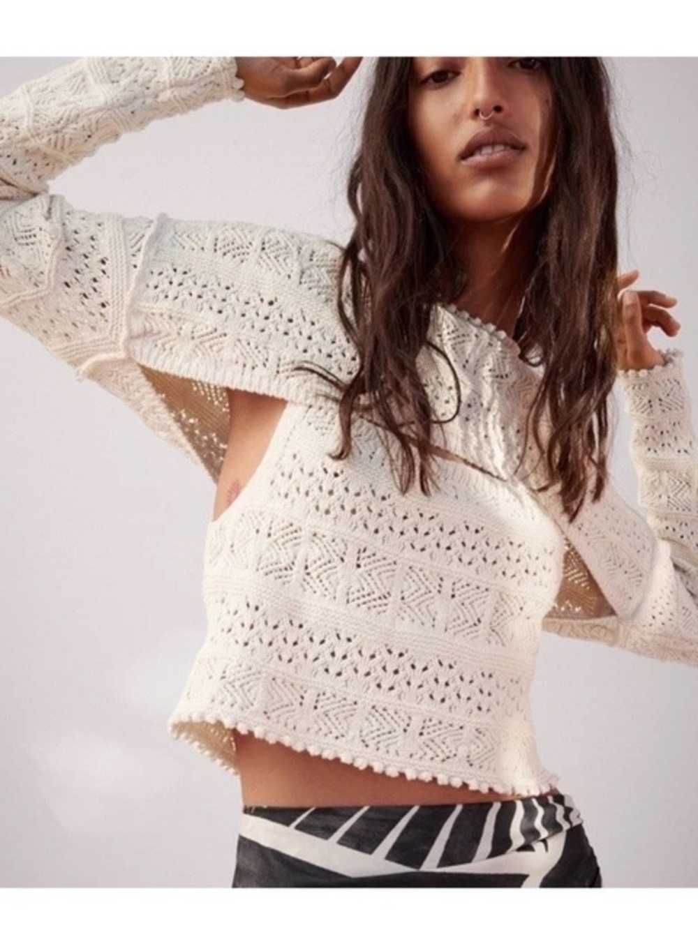 Cream Crochet Shrug